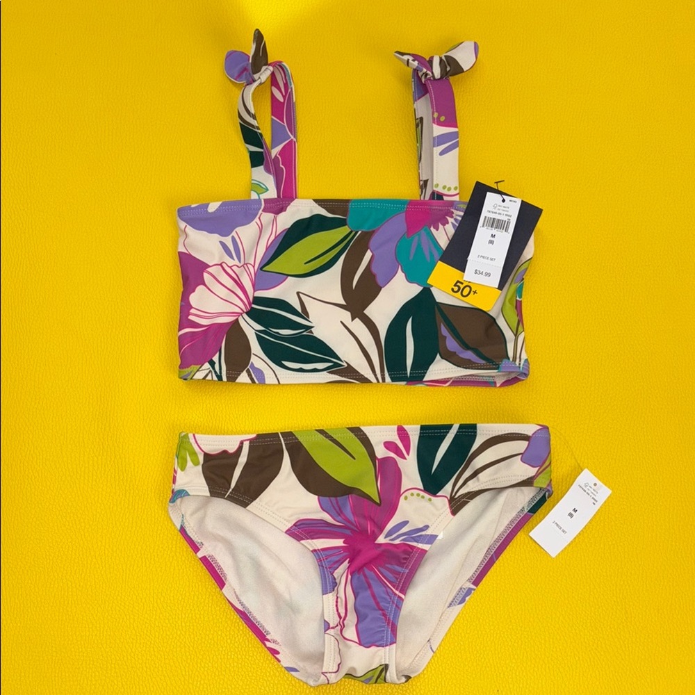Kids Floral Tank Bikini Set - Purple Multi